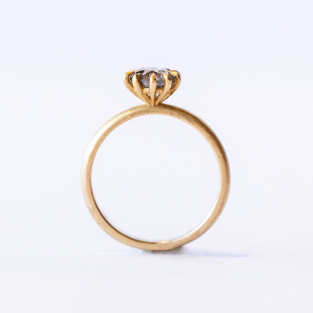 Salt and Pepper Diamond Solitaire Soleil Ring