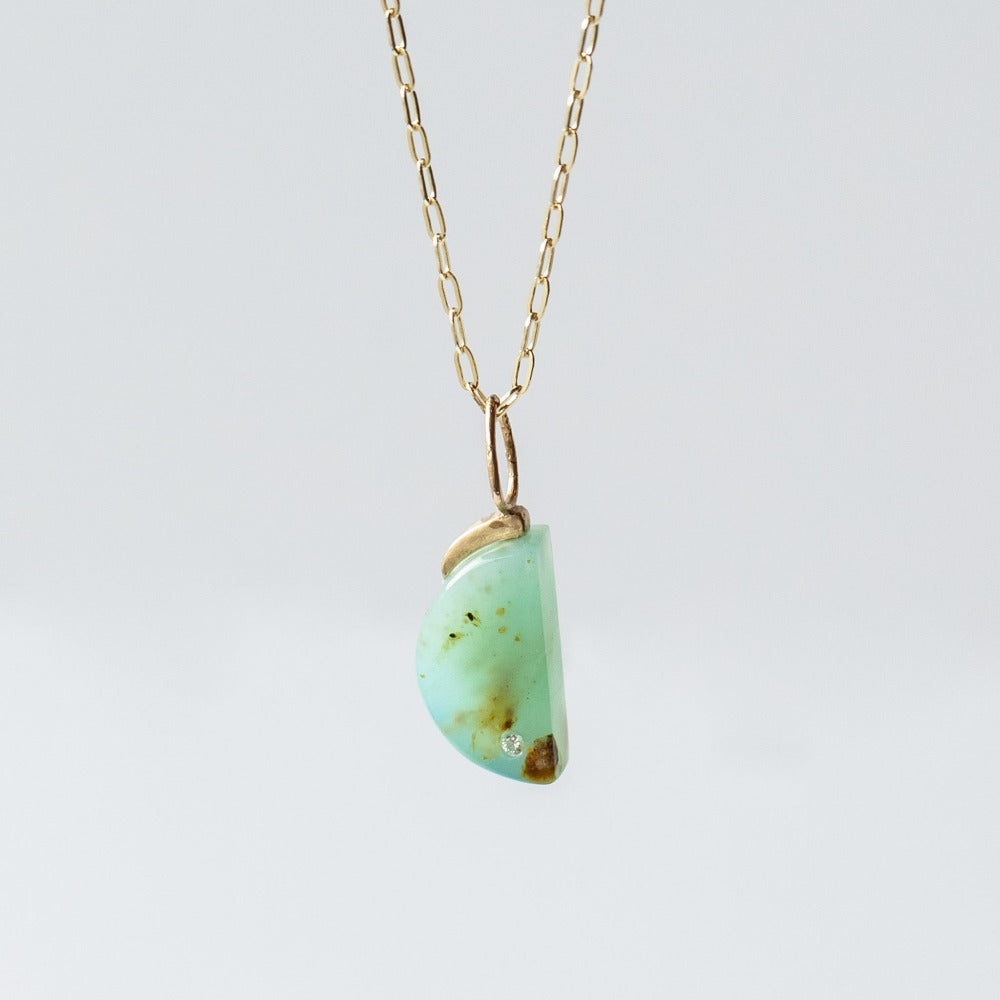Opalized Wood and Diamond Charm