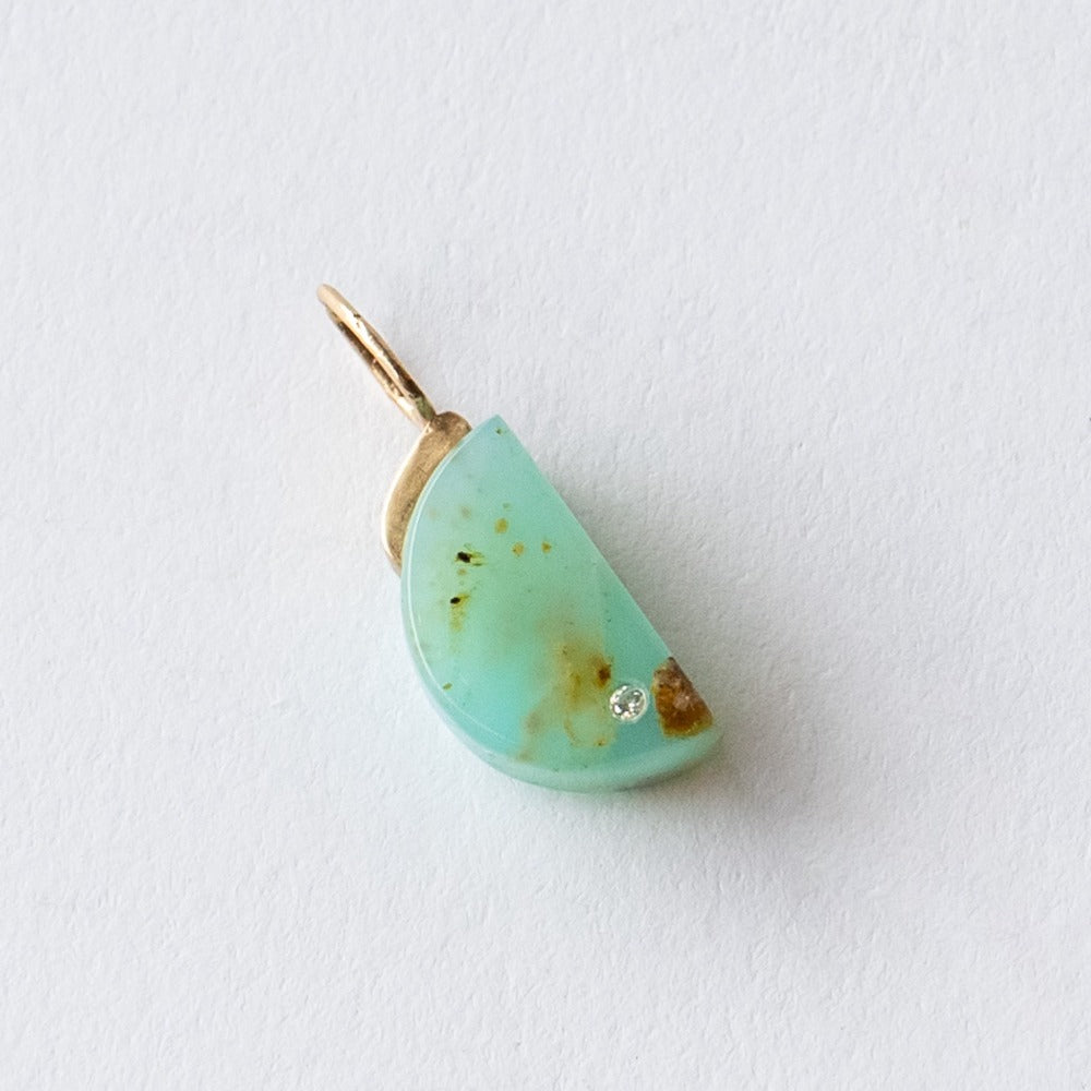 Opalized Wood and Diamond Charm