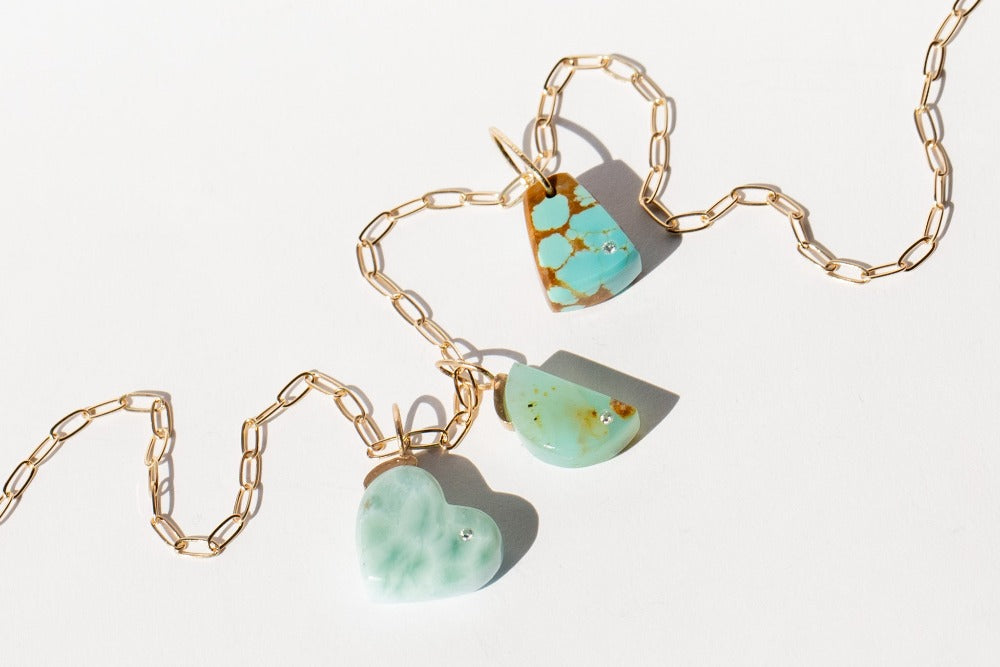 Opalized Wood and Diamond Charm