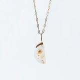 Montana Agate and Diamond Moon Charm