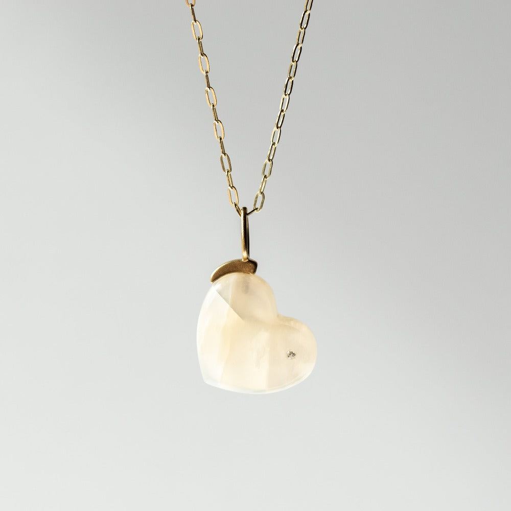 Moonstone and Diamond Heart Charm