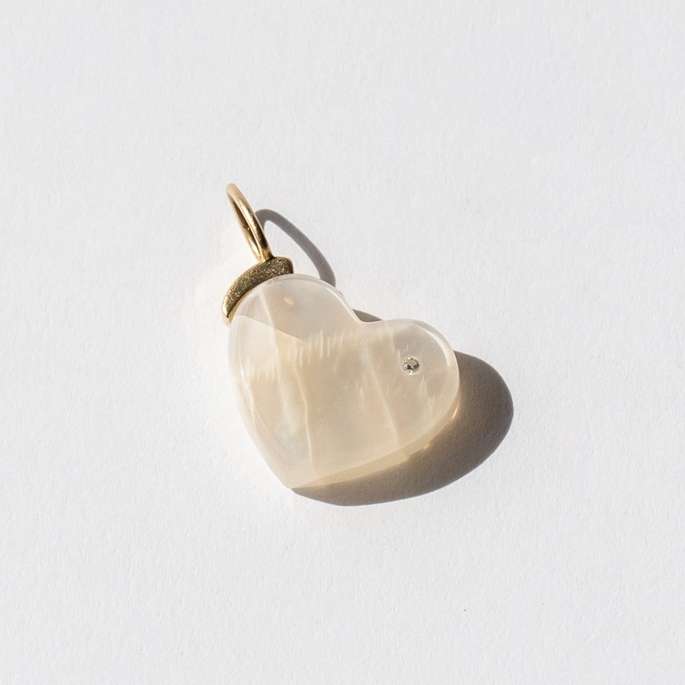 Moonstone and Diamond Heart Charm