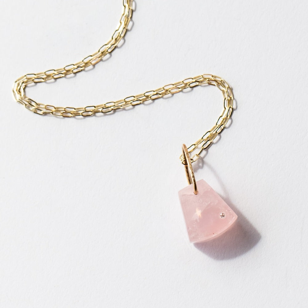 Rose Quartz and Diamond Mini Chunk Charm