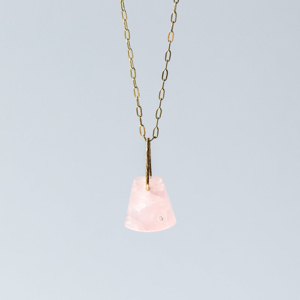 Rose Quartz and Diamond Mini Chunk Charm