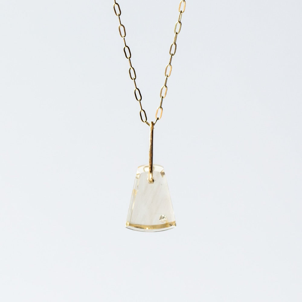 Yellow Sunstone and Diamond Mini Chunk Charm