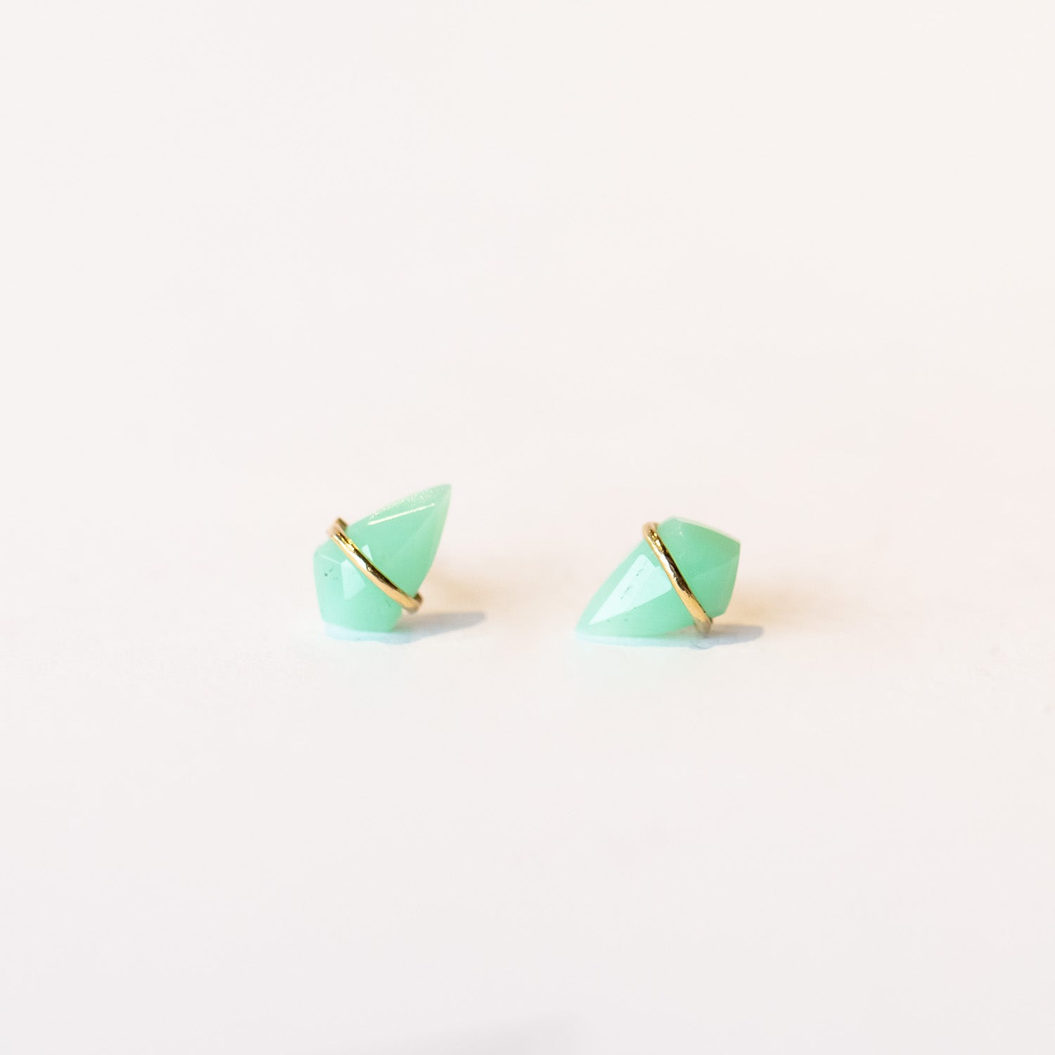 Chrysoprase Kite Stud Earrings, Small