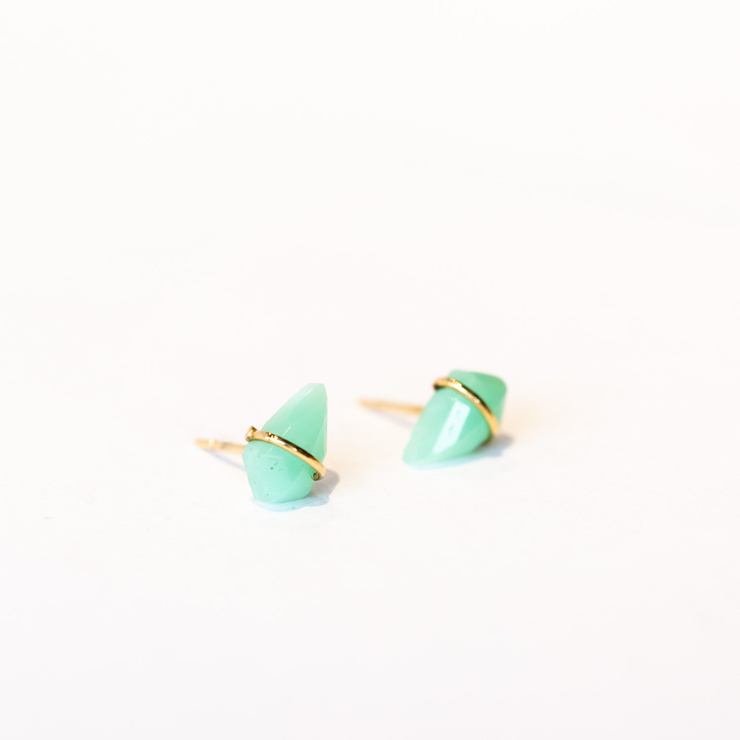 Chrysoprase Kite Stud Earrings, Small