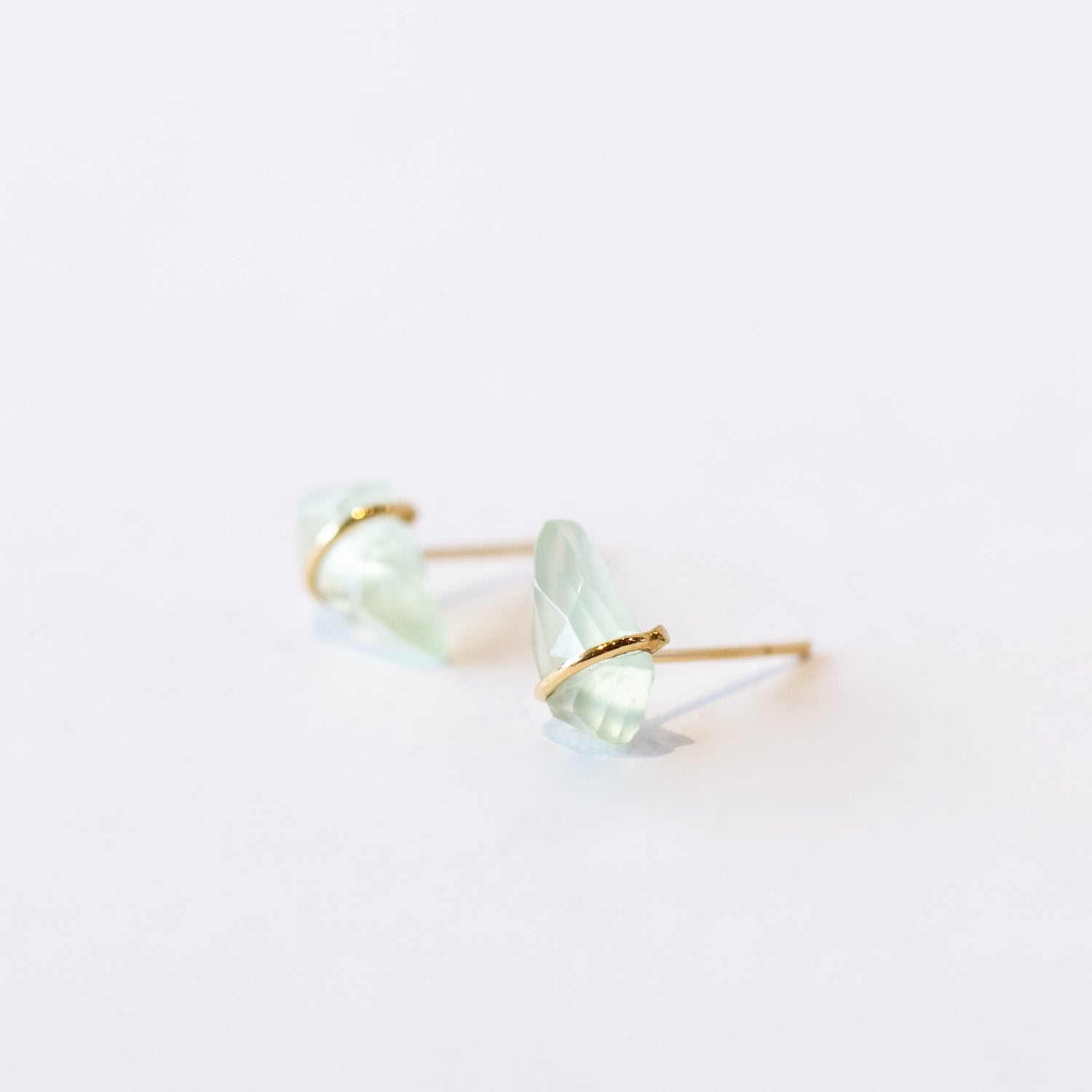 Prehnite Kite Stud Earrings, Small