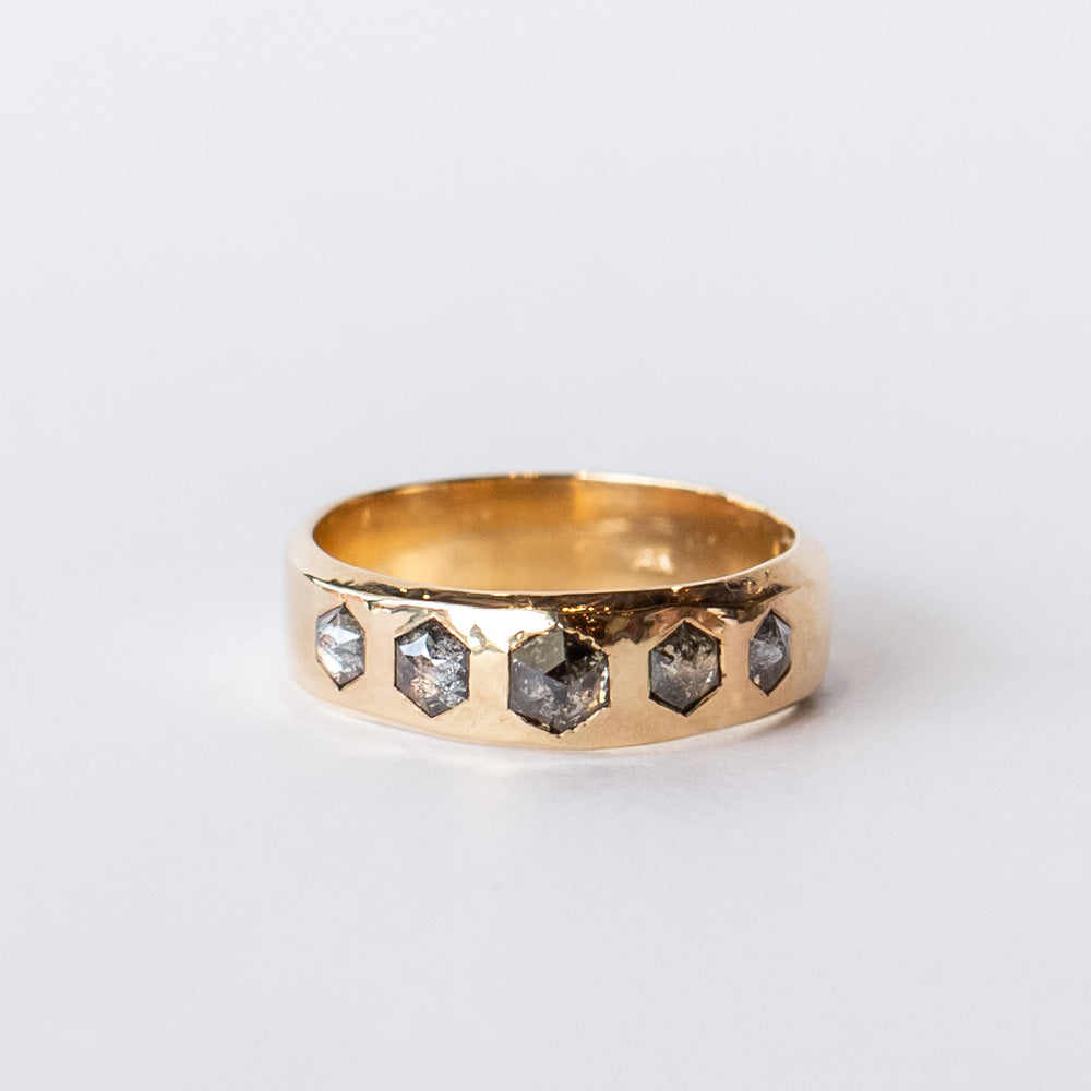 Salt and Pepper Diamond Quintet Ring