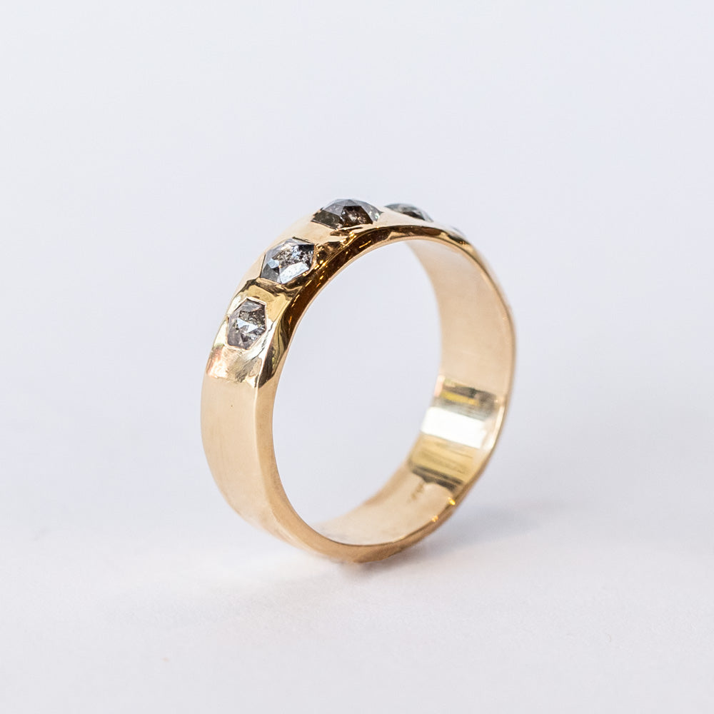 Salt and Pepper Diamond Quintet Ring