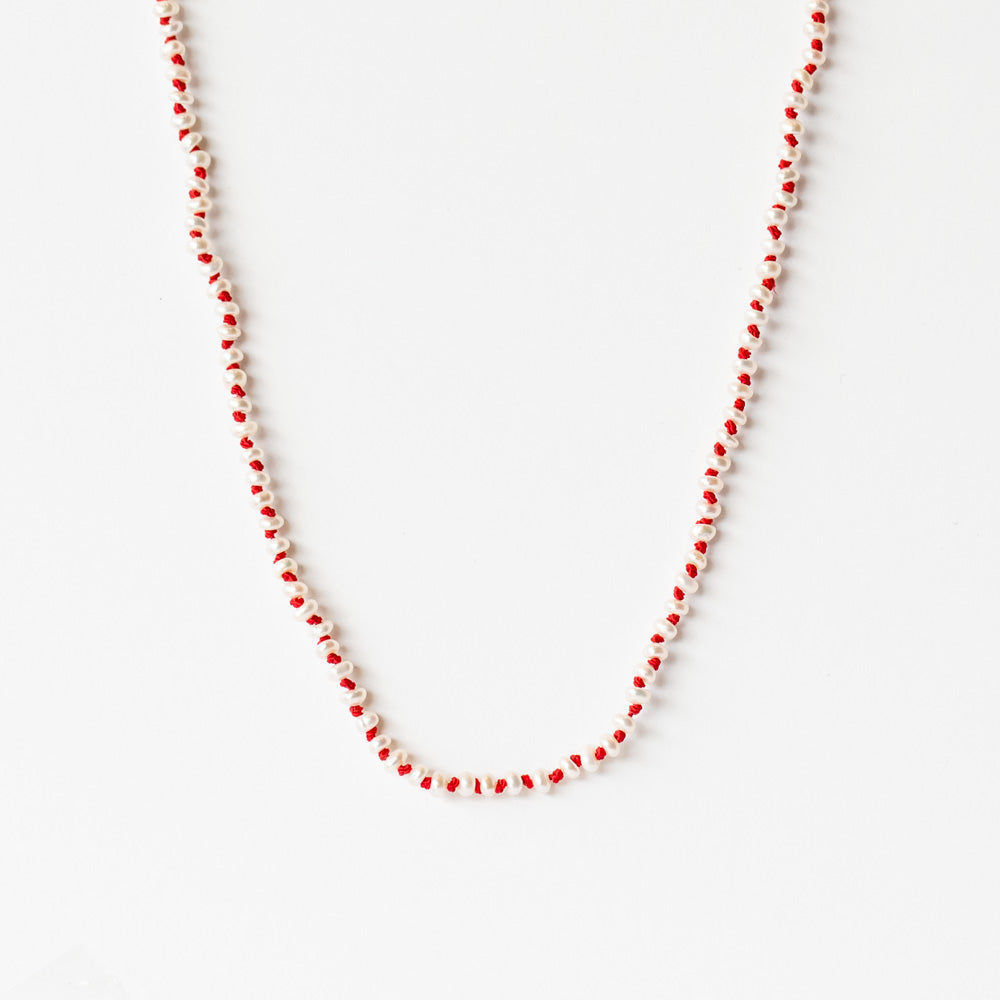 Seed Pearl Red Necklace