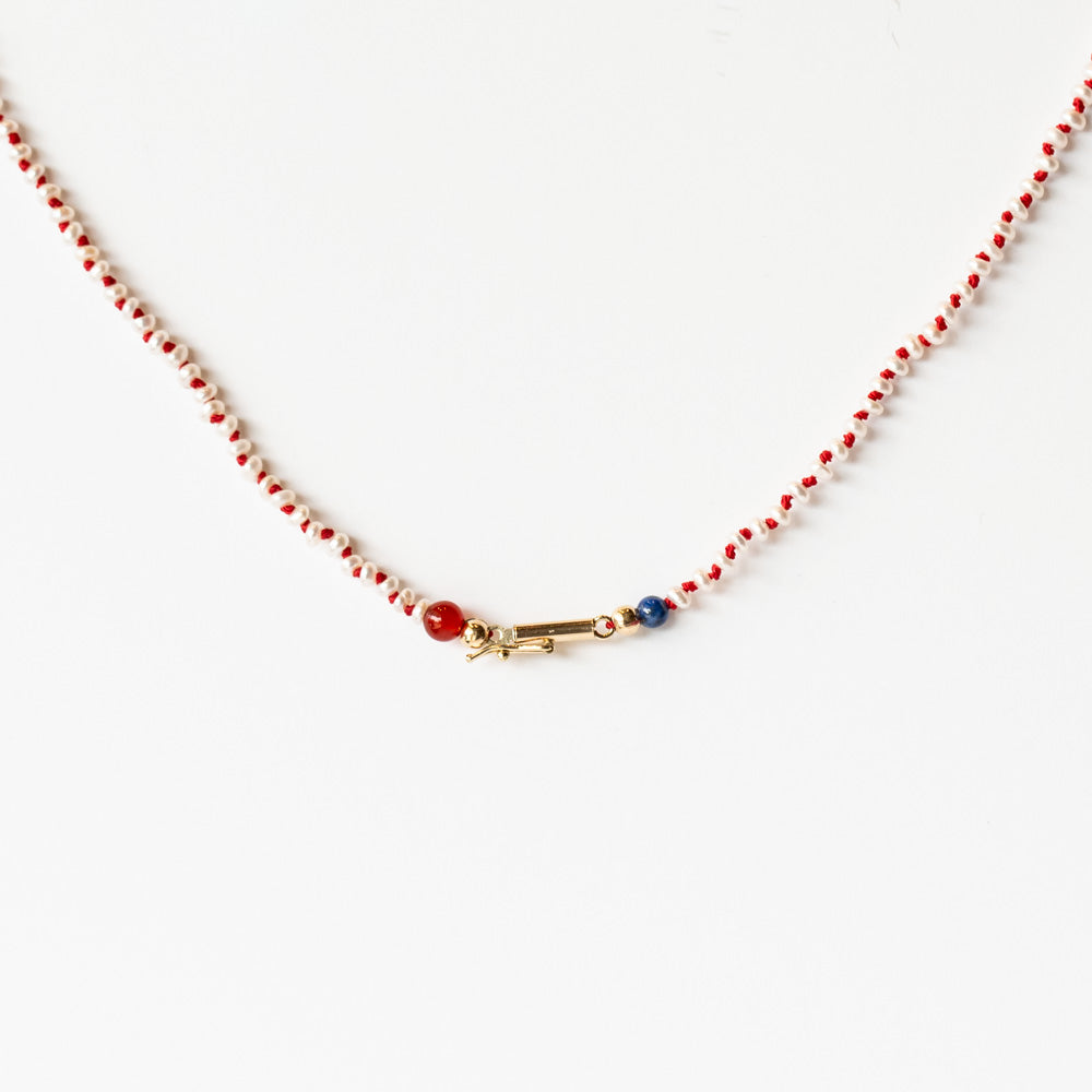 Seed Pearl Red Necklace