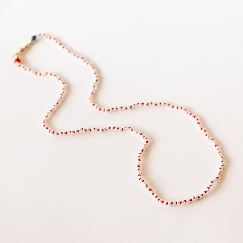 Seed Pearl Red Necklace