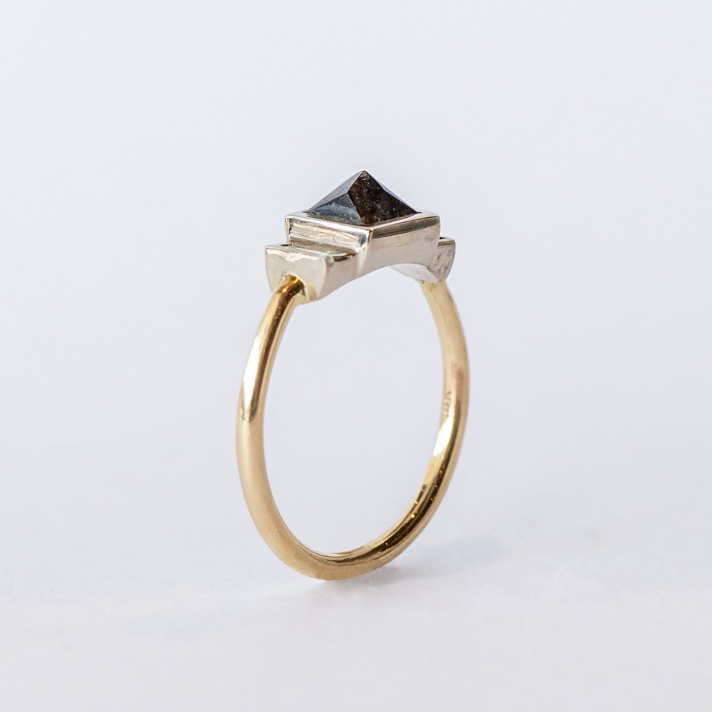 Three-Stone Black and White Diamond Triad Ring
