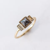 Three-Stone Black and White Diamond Triad Ring