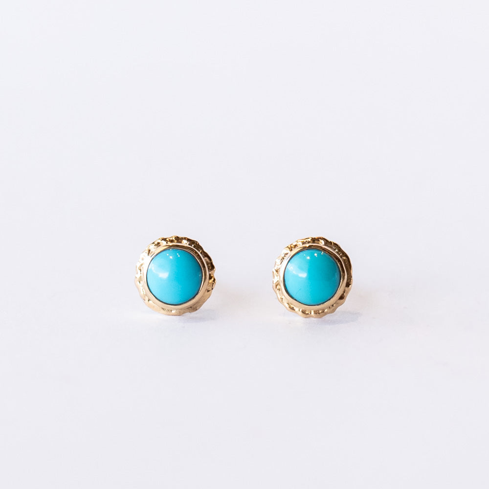 Jamie Joseph Round Sleeping Beauty Turquoise Stud Earrings