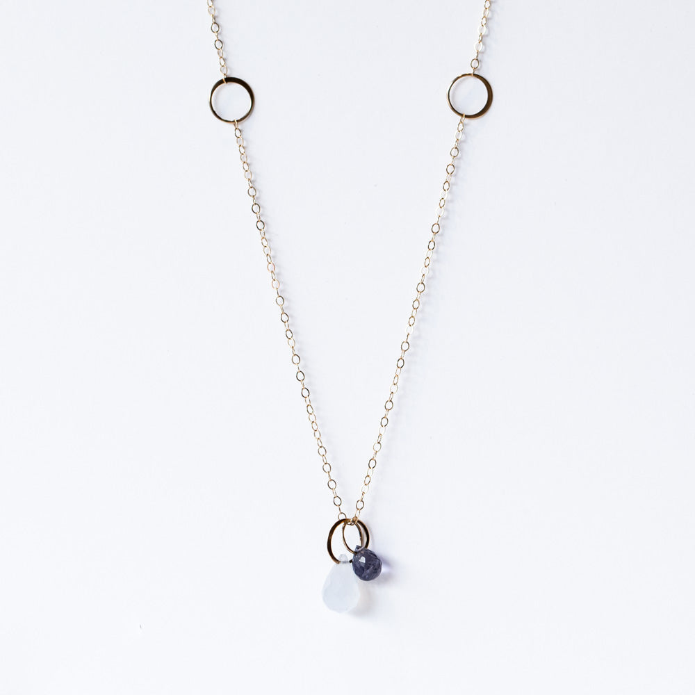 Iolite and Blue Chalcedony Two Drop Necklace