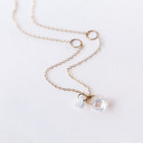 White Topaz and Rainbow Moonstone Two Drop Necklace