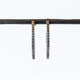 Celine Medium Black Diamond Marquise Hoop Earrings