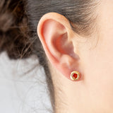 Freeform Rose Cut Orange Sapphire Slice Earrings