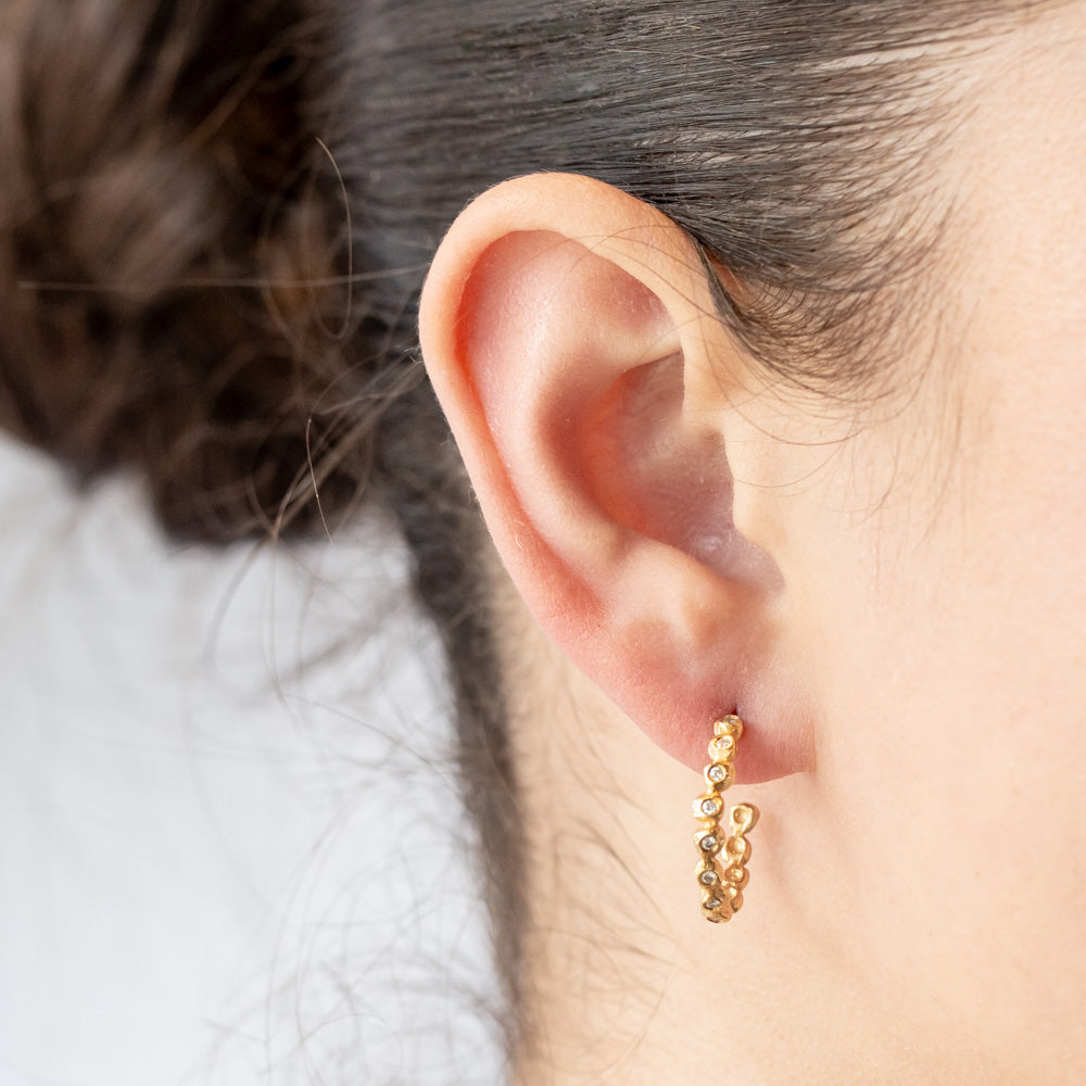 Large Diamond Dot Hoop Earrings