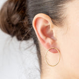 Large Open Oval Hoop Stud Earrings