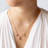 Mixed Setting Triple Pink Sapphire Necklace