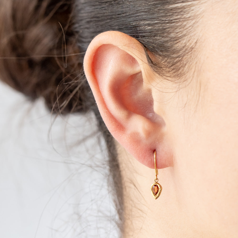 Orange Sapphire Teardrop Earrings