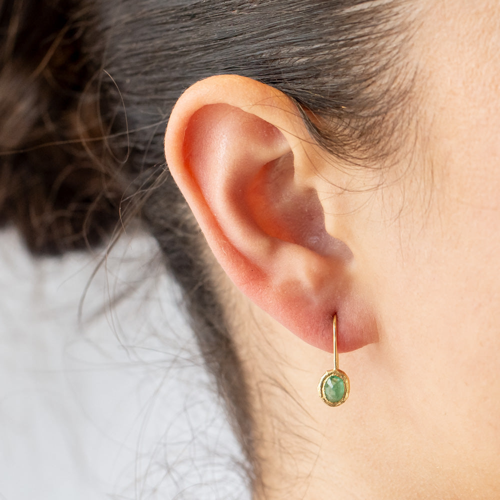 Emerald Fixed Hook Drop Earrings