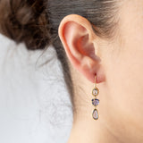 Triple Blue Sapphire Earrings