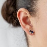 Sapphire Stud Earrings with Diamonds
