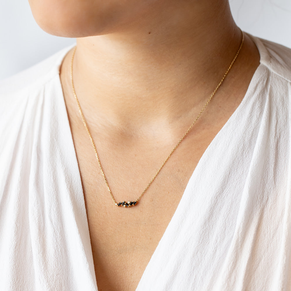 Suzanne Kalan | 18k Black Sapphire Mini Frenzy Bar Necklace
