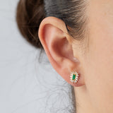 Suzanne Kalan | 18k Bold Spark Diamond and Emerald Stud Earrings