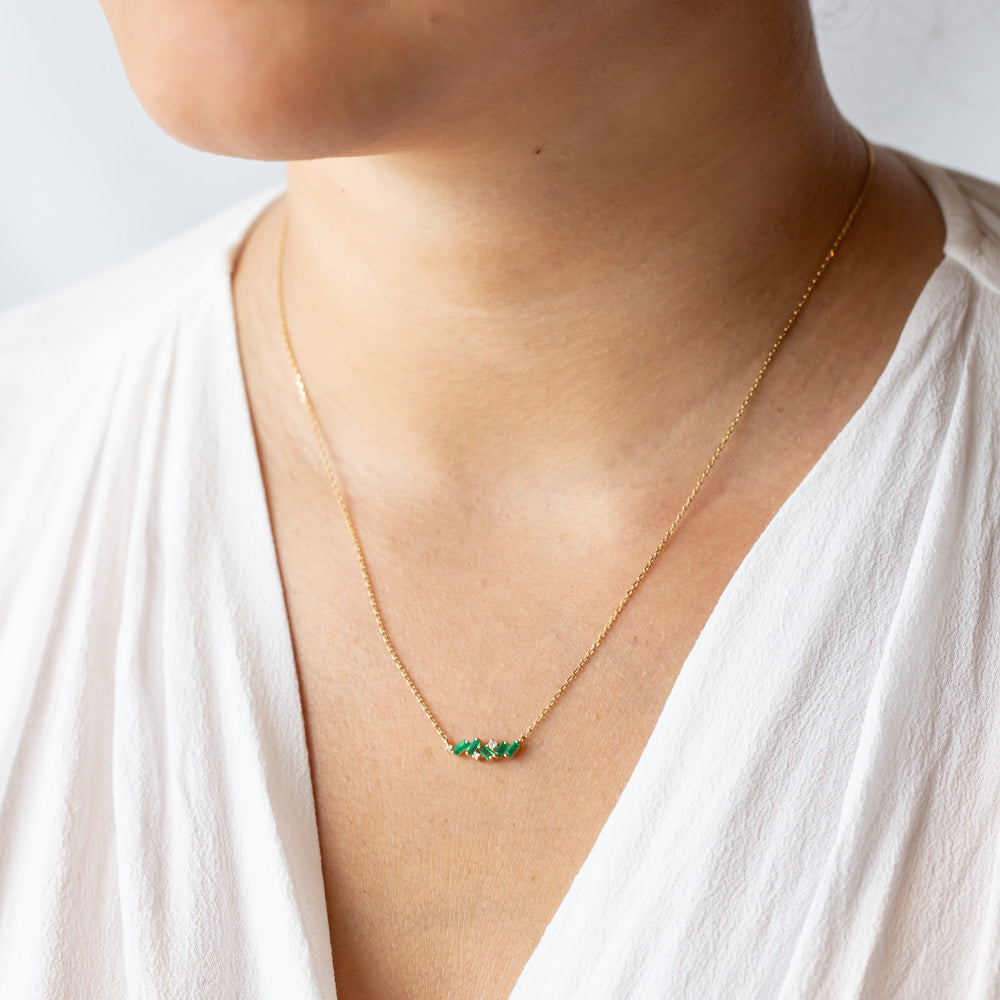 Suzanne Kalan | 18k Emerald Frenzy Mini Bar Necklace