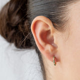 Suzanne Kalan | 18k Emerald Thin Mix Stud Hoop Earrings