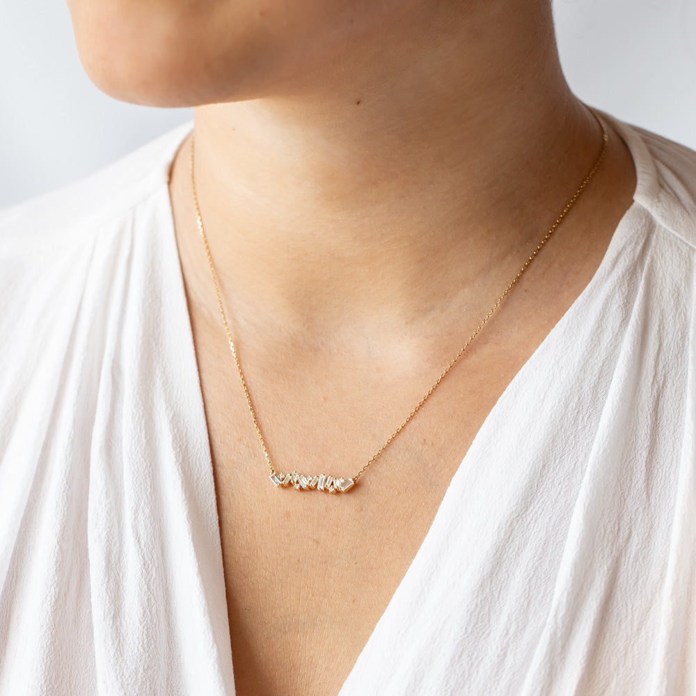 Suzanne Kalan | 18k Frenzy Diamond Bar Necklace