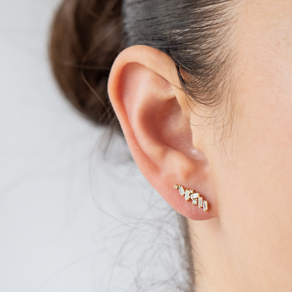 Suzanne Kalan | 18k White Diamond Zigzag Stud Earrings