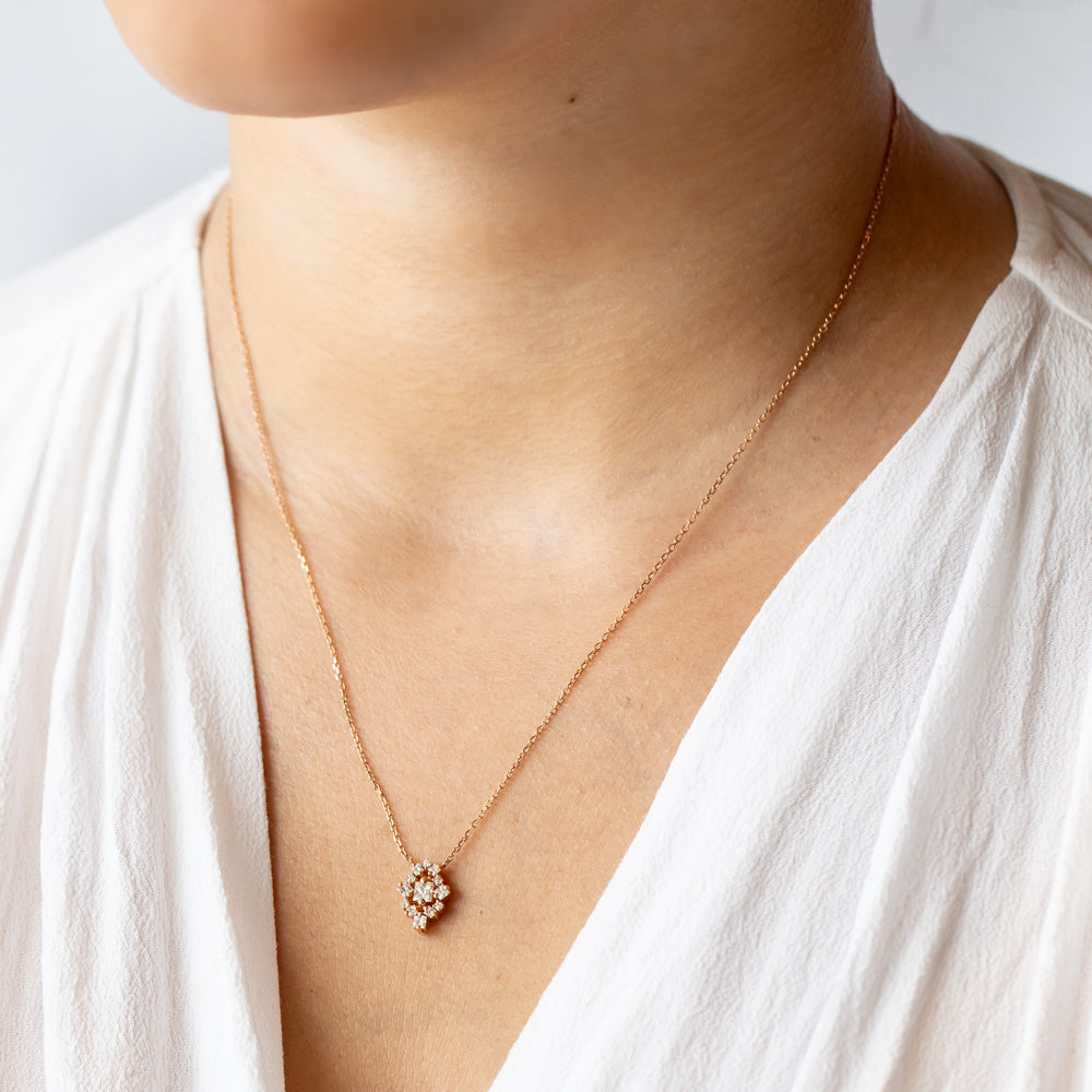 Suzanne Kalan | 18k Princess Cut Diamond Cluster Necklace