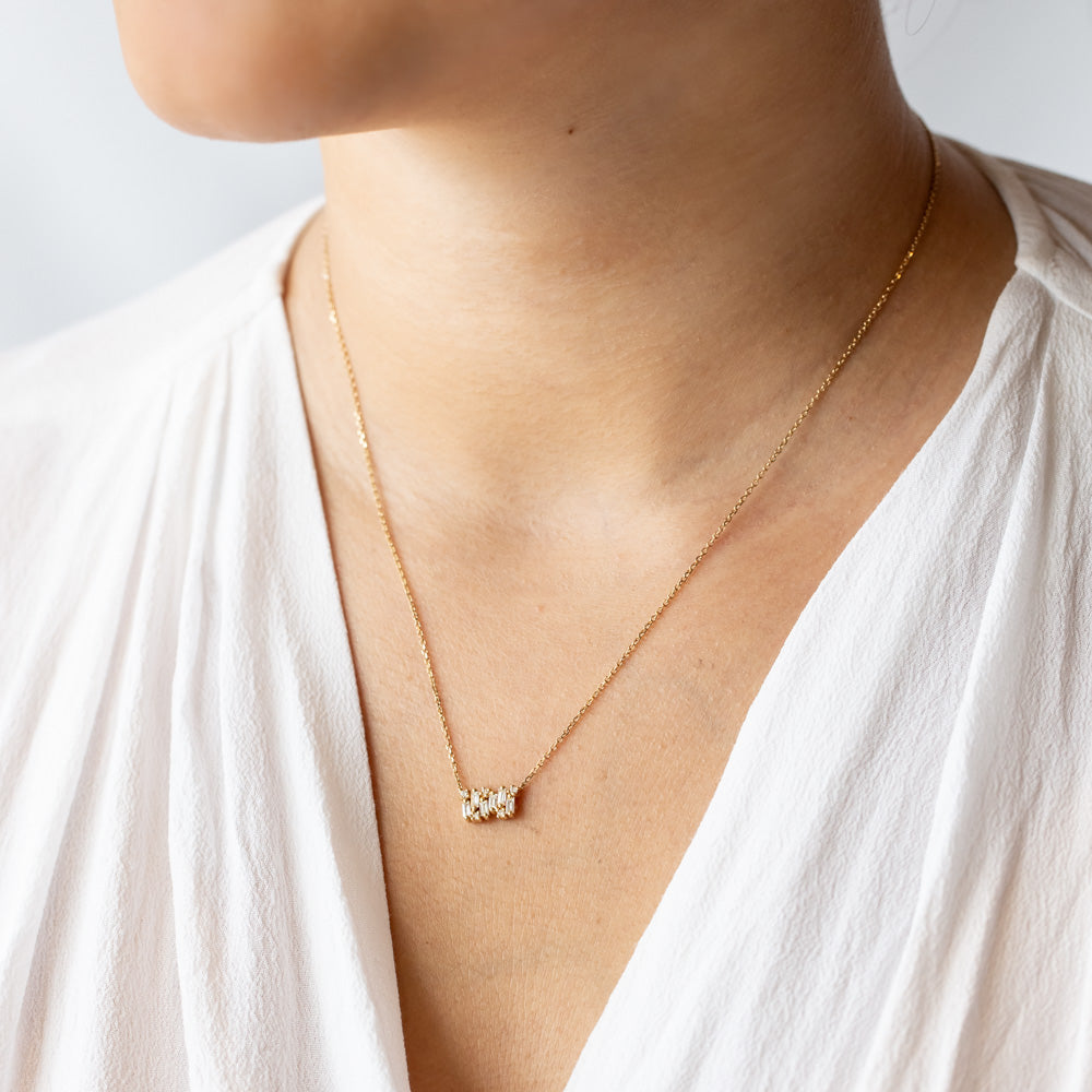 Suzanne Kalan | 18k Shimmer Diamond Bar Necklace