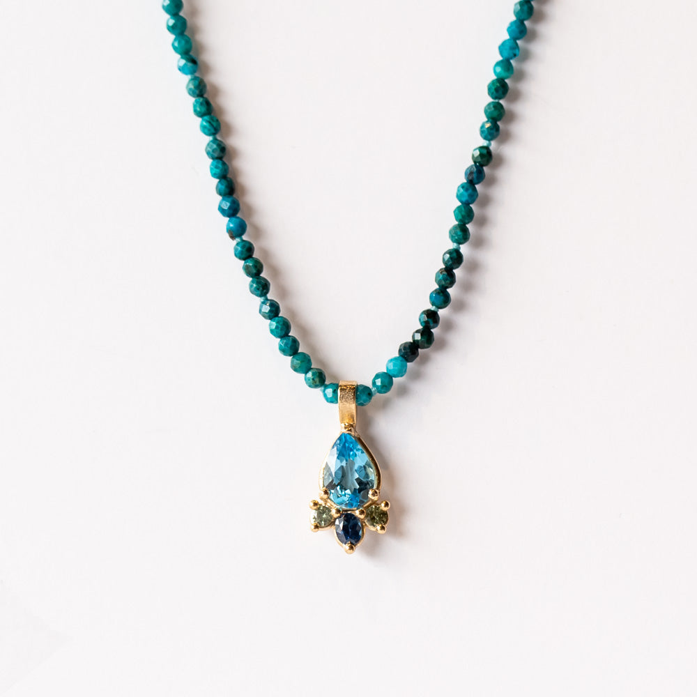 Beaded Blue and Green Gemstone Necklace