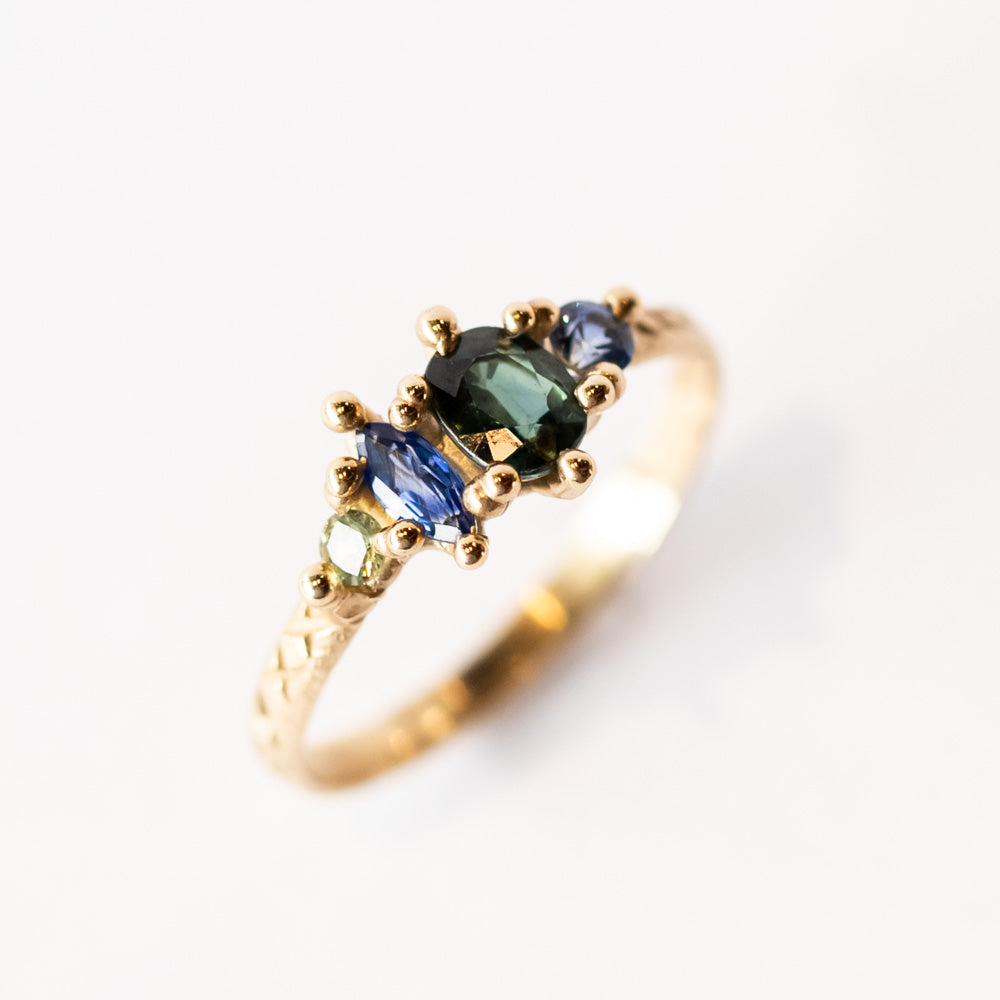 Blue and Green Harlequin Ring