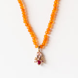 Beaded Orange and Pink Gemstone Necklace