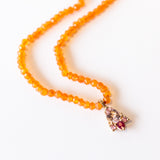 Beaded Orange and Pink Gemstone Necklace