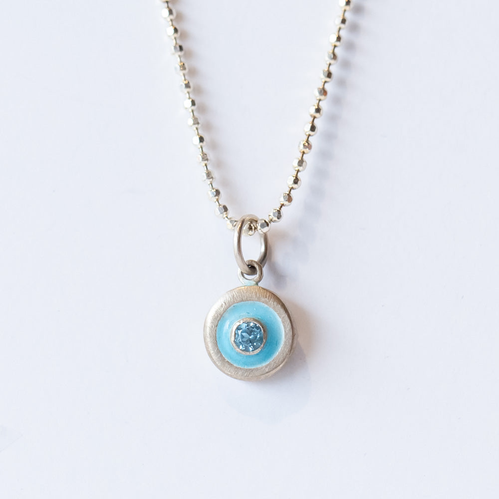 Blue Topaz and Enamel Disc Charm