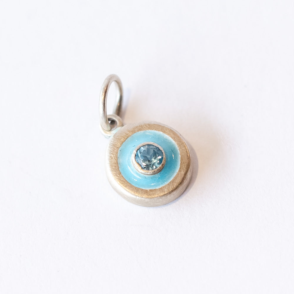 Blue Topaz and Enamel Disc Charm