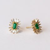 Suzanne Kalan | 18k Bold Spark Diamond and Emerald Stud Earrings