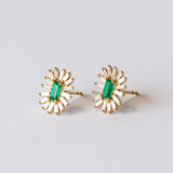 Suzanne Kalan | 18k Bold Spark Diamond and Emerald Stud Earrings