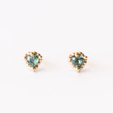Green Sapphire Sweetheart Stud Earrings