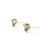 Green Sapphire Sweetheart Stud Earrings